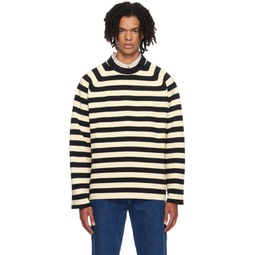 Black & Off-White Striped Sweater 232736M201003