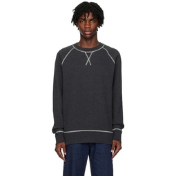 Gray Contrast Stitching Sweatshirt 232128M204006