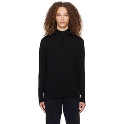 Black Half Zip Sweater 241128M202011