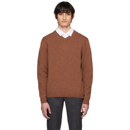 Brown Rib Trim Sweater 231128M206003
