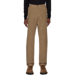Brown Pleated Trousers 232128M191004