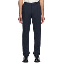 Navy Pleated Trousers 241128M191006