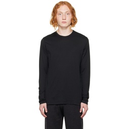 Black Cotton Long Sleeve T Shirt 222128M213036