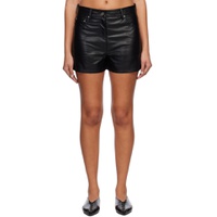 Black PatchLeather Shorts 231494F088007