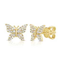 14k gold diamond butterfly stud earrings