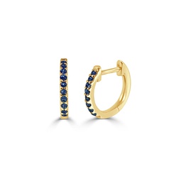 14k gold & blue sapphire huggy earrings