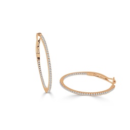 14k gold & diamond skinny hoop earrings - 0.75