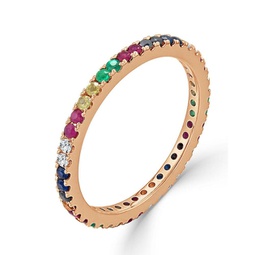 14k gold & rainbow sapphire/diamond ring