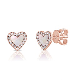 14k gold & diamond heart earrings