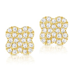 14k gold & diamond clover stud earrings
