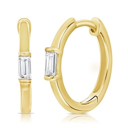 14k gold & diamond baguette huggy earrings