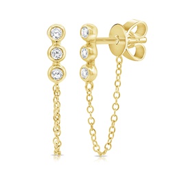 14k gold & diamond chain dangle earrings