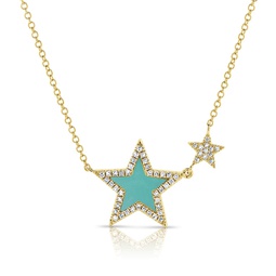 14k gold & diamond turquoise star necklace
