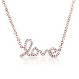 14k gold & diamond script love necklace