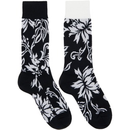 Black & White Floral Socks 241445F076000