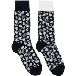 Black & White Floral Socks 241445F076001