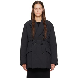 Black Double-Breasted Coat 232445F063008