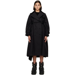 Black Double-Breasted Trench Coat 222445F059003