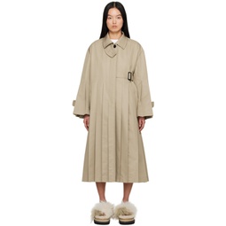 Beige Pleated Trench Coat 231445F059006