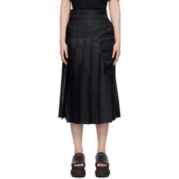 Black Pleated Midi Skirt 241445F092021