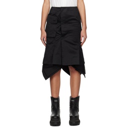 Black Asymmetric Midi Skirt 241445F092000