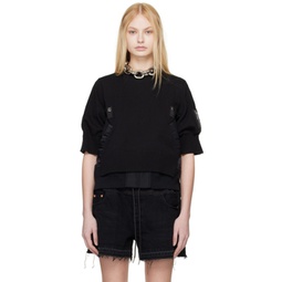 Black Paneled Sweater 241445F096008