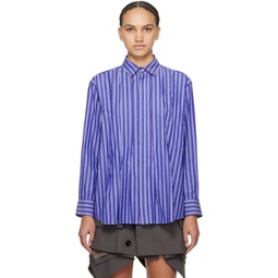 Blue Pleated Shirt 241445F109001