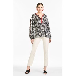 Chelsea Blouse - Black & Ivory Small Peony - Final Sale