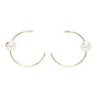 Gold Pearl & Roses Hoop Earrings 232413F022000