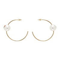 Gold Pearl & Roses Hoop Earrings 231413F022012