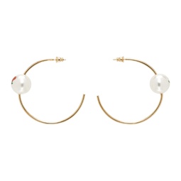 Gold Pearl & Roses Hoop Earrings 231413F022012