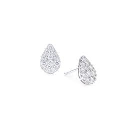 14K White Gold & 0.98 TCW Diamond Teardrop Stud Earrings