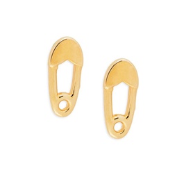 14K Yellow Gold Safety Pin Stud Earrings