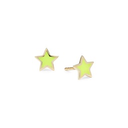 14K Yellow Gold & Yellow Enamel Star Stud Earrings