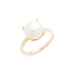 14K Yellow Gold & 10MM Round Freshwater Pearl Ring