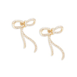 14K Yellow Gold & Diamond Bow Earrings
