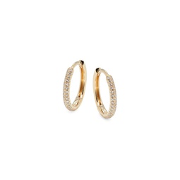 14K Yellow Gold & 0.15 TCW Diamond Huggie Earrings