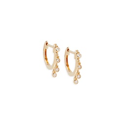 14K Yellow Gold & 0.09 TCW Diamond Huggie Earrings