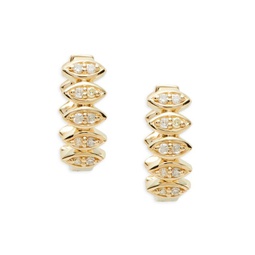 14K Yellow Gold & 0.1 TCW Diamond Huggie Earrings