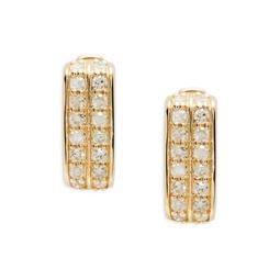 14K Yellow Gold & 0.2 TCW Diamond Huggie Earrings