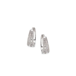 14K White Gold & 0.25 TCW Diamond Pave Huggies Earrings
