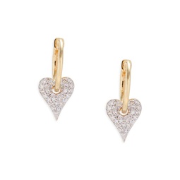 14K Yellow Gold & 0.23 TCW Diamond Heart Huggies Earrings