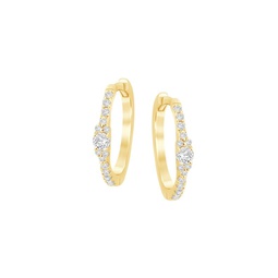 14K Yellow Gold & 0.16 TCW Diamond Huggie Earrings
