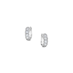 14K White Gold & 1.05 TCW Diamond Huggie Hoop Earrings