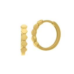 14K Yellow Gold Honeycomb Mini Huggie Hoop Earrings