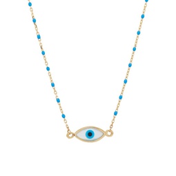 14K Yellow Gold & Mother Of Pearl Evil Eye Pendant Necklace