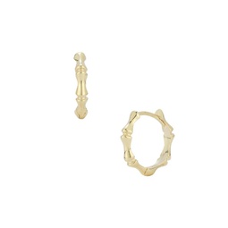 14K Yellow Gold Bamboo Huggie Earrings