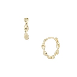 14K Yellow Gold Twist Huggie Earrings
