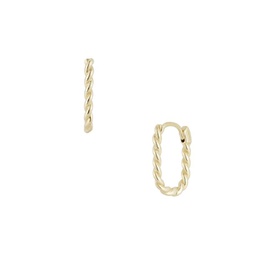 14K Yellow Gold Oval Twist Huggie Earrings