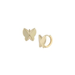 14K Yellow Gold Butterfly Huggie Earrings